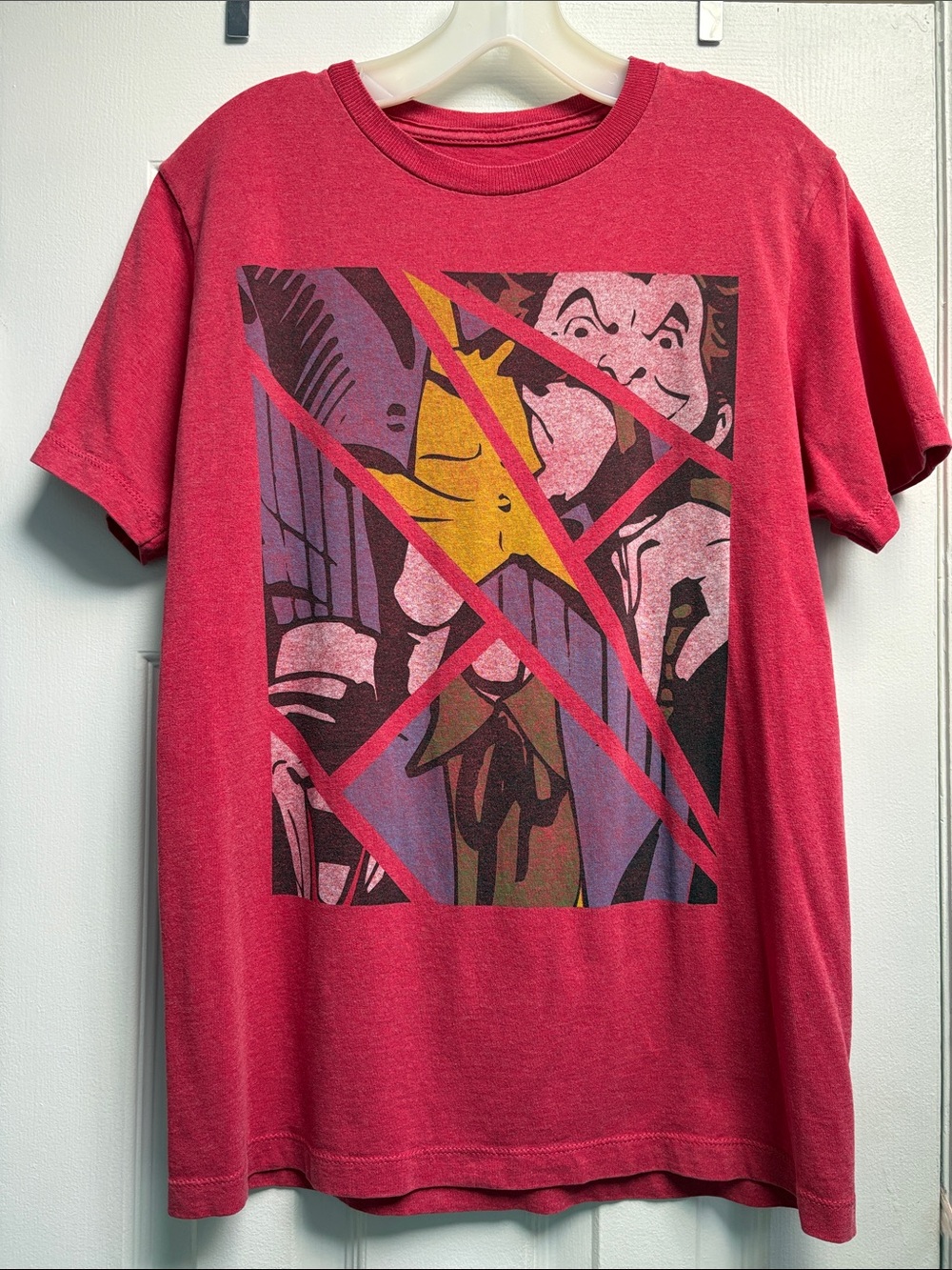 Batman Red Graphic Short-Sleeves Tee with Multicolor Comic Print Men's Size S !!